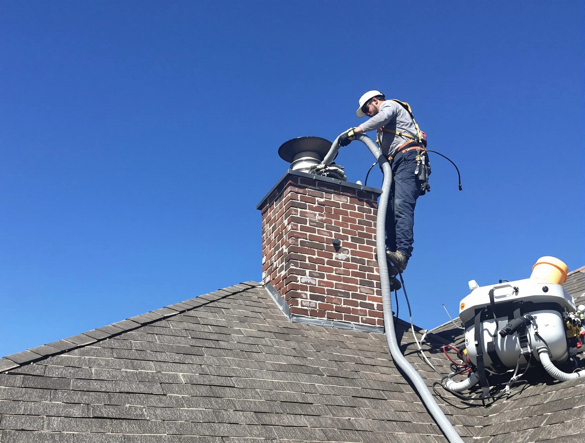 Dedicated Thornton Chimney Sweep team member cleaning a chimney in Thornton, CO