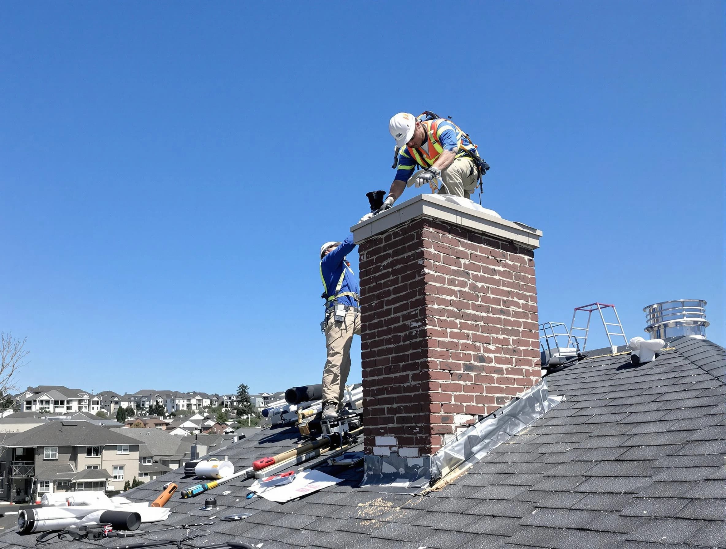 Thornton Chimney Sweep repairing a chimney crown in Thornton, CO