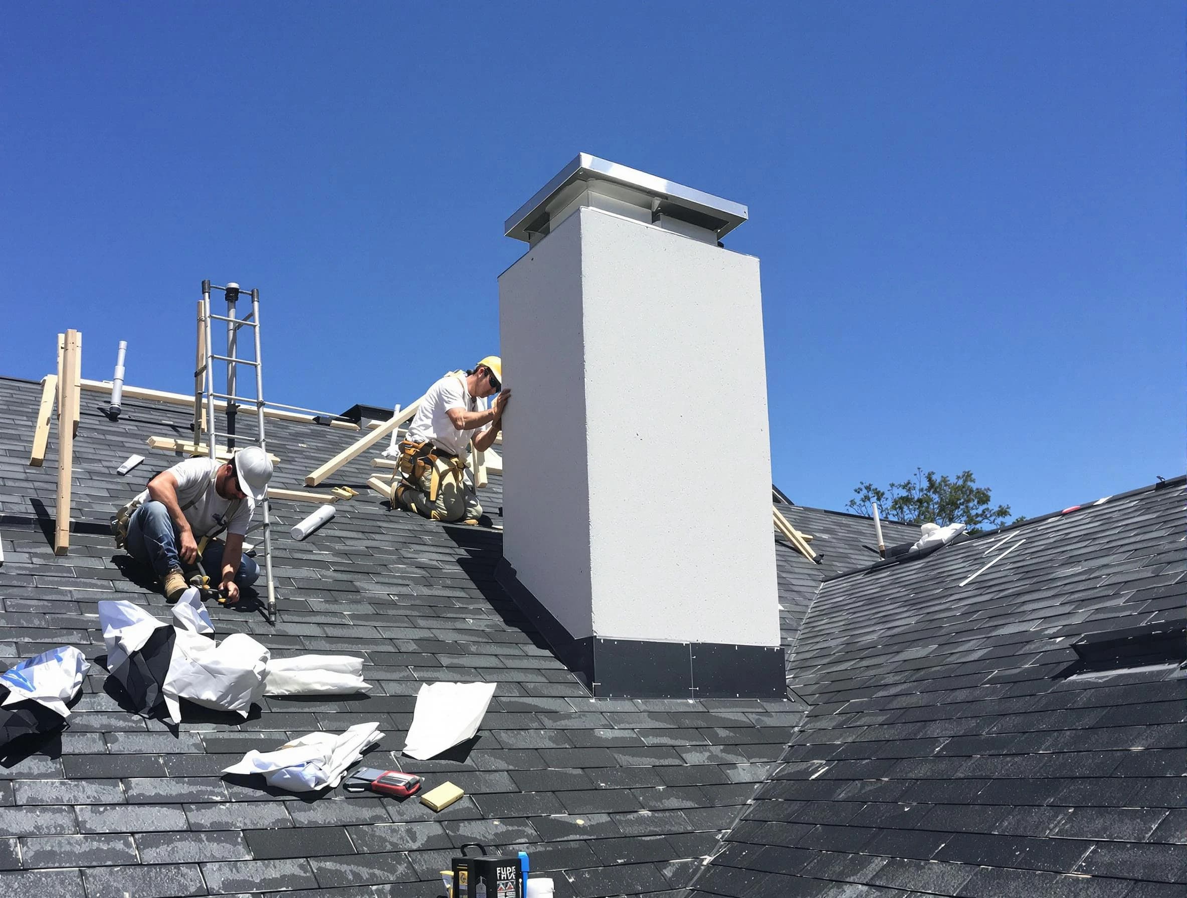 Thornton Chimney Sweep crew installing a new chimney in Thornton, CO