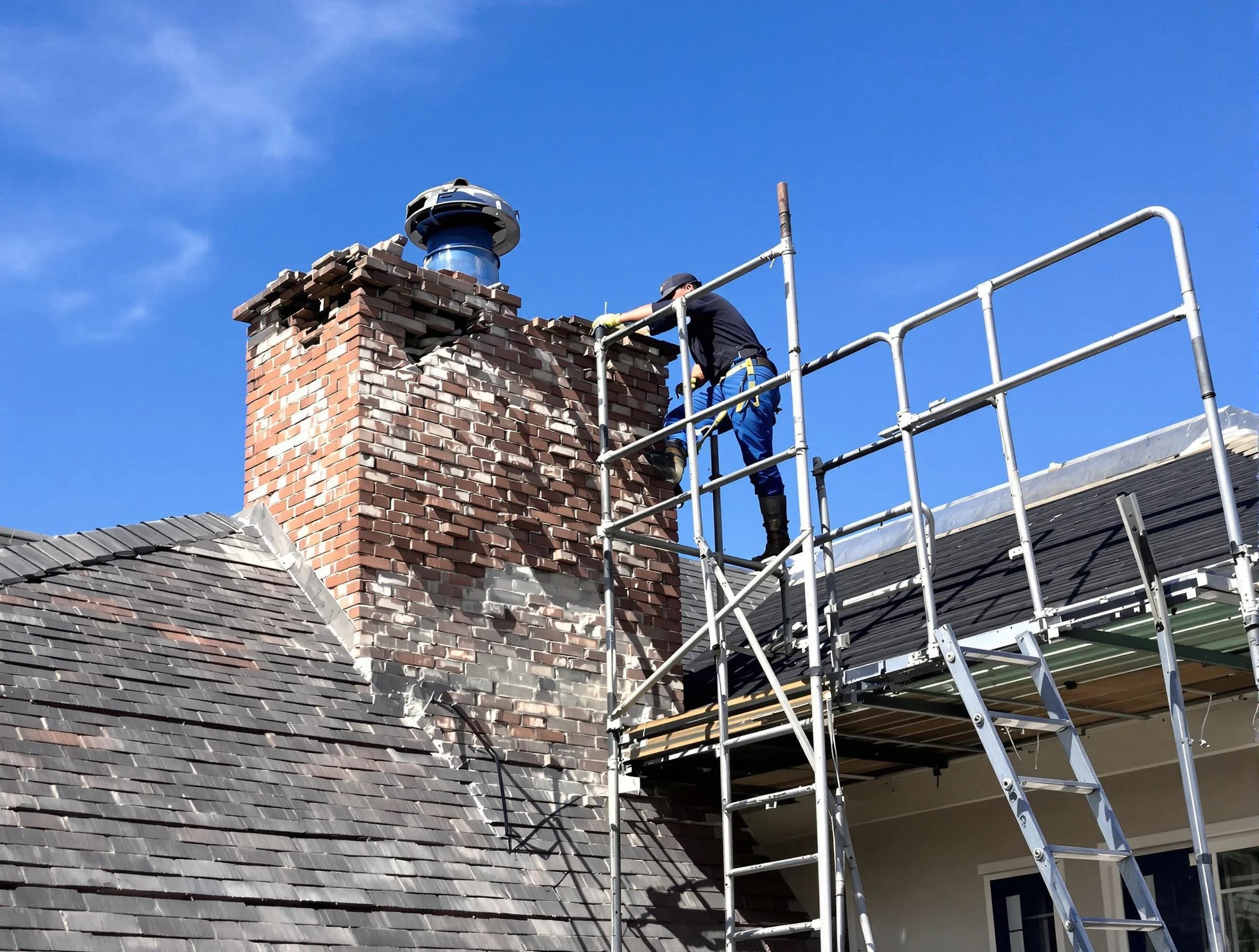 Rebuilding a chimney structure by Thornton Chimney Sweep in Thornton, CO