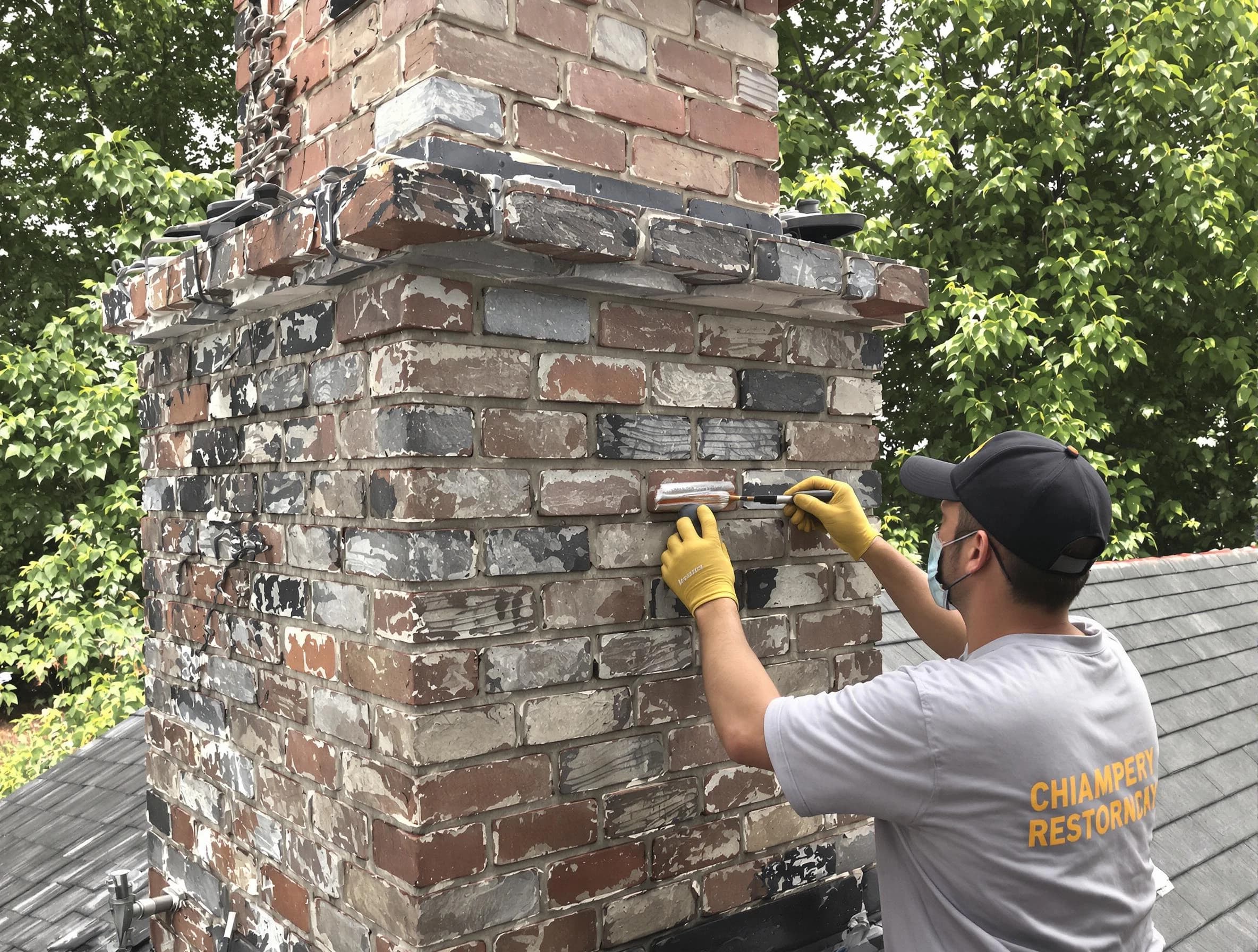 In-progress chimney restoration by Thornton Chimney Sweep in Thornton, CO