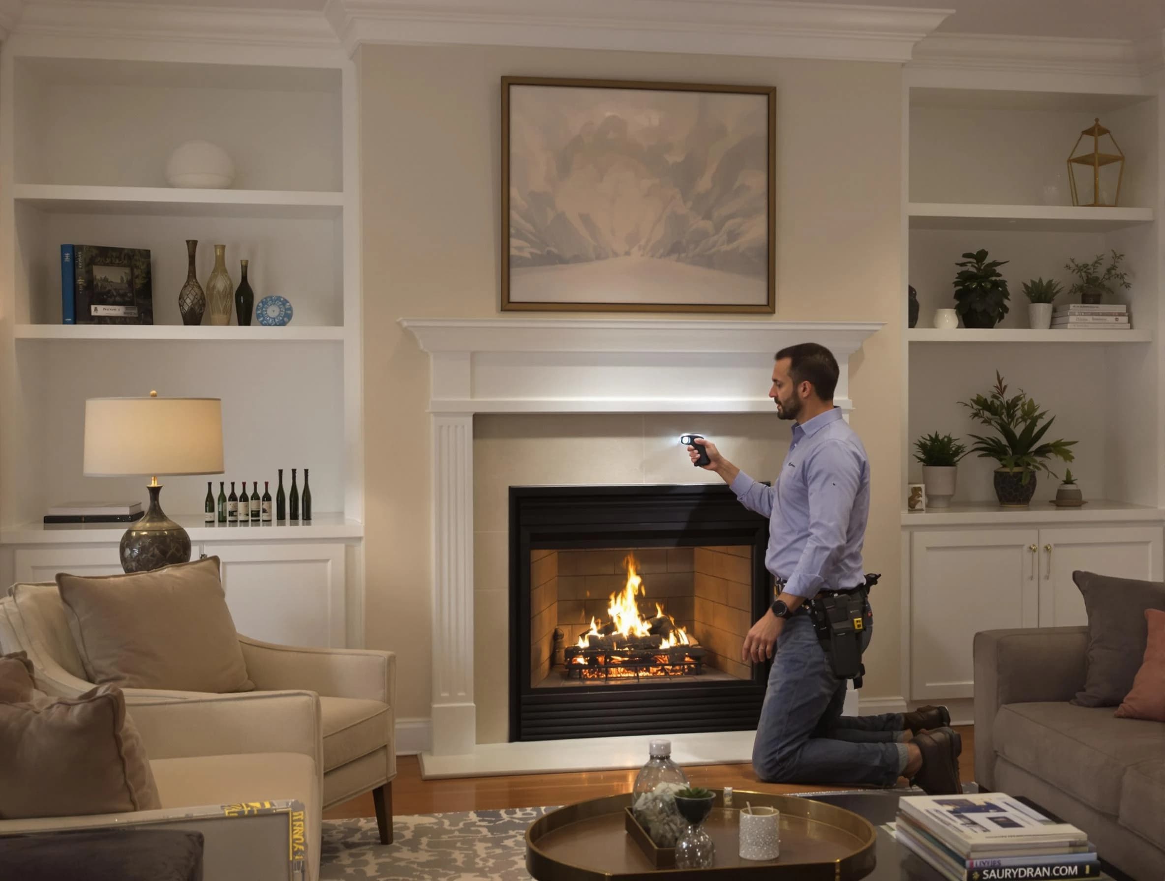 Thornton Chimney Sweep conducting a fireplace safety inspection in Thornton, CO